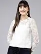 Women Off-White Self Design Top