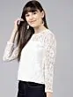 Women Off-White Self Design Top