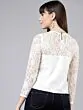Women Off-White Self Design Top