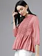 Women Pink Self Design Peplum Top
