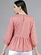Women Pink Self Design Peplum Top
