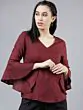 Women Burgundy Solid Top
