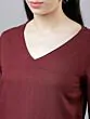 Women Burgundy Solid Top