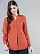 Women Rust Orange Solid Shirt Style Top