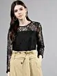 Women Black Self Design Top