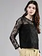 Women Black Self Design Top