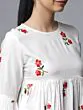 Women Off-White Floral Embroidered Top