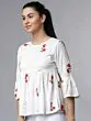 Women Off-White Floral Embroidered Top