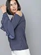 Women Navy Blue & White Striped Top