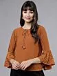 Women Rust Brown Solid A-Line Top