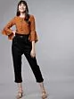 Women Rust Brown Solid A-Line Top