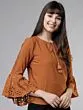 Women Rust Brown Solid A-Line Top