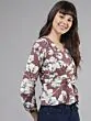Women Mauve Printed Cinched Waist Top