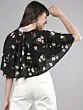 Women Black Printed Crop Blouson Top