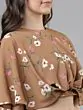 Women Beige Printed Crop Twisted Cape Top