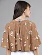 Women Beige Printed Crop Twisted Cape Top