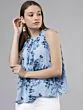 Women Blue & White Printed A-Line Top