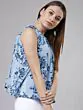Women Blue & White Printed A-Line Top
