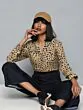 Women Brown & Navy Blue Printed Top