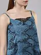 Women Blue & Black Animal Printed A-Line Top