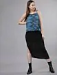 Women Blue & Black Animal Printed A-Line Top