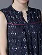 Women Navy Blue Printed A-Line Top