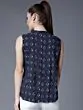 Women Navy Blue Printed A-Line Top