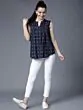 Women Navy Blue Printed A-Line Top