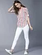 Women White Striped Shirt Style Top
