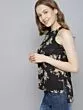 Women Black Printed A-Line High-Low Top