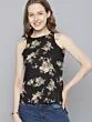 Women Black Printed A-Line High-Low Top