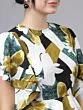 Women White & Black Floral Print Peplum Top