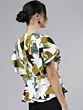Women White & Black Floral Print Peplum Top