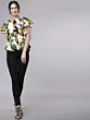 Women White & Black Floral Print Peplum Top