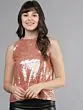Women Nude-Coloured Embellished Top
