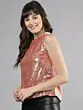 Women Nude-Coloured Embellished Top