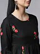 Women Black Floral Embroidered Peplum Top