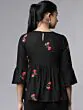 Women Black Floral Embroidered Peplum Top