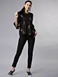 Women Black Floral Embroidered Peplum Top