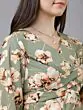 Women Green & Off-White Printed Wrap Top