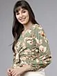 Women Green & Off-White Printed Wrap Top