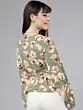 Women Green & Off-White Printed Wrap Top
