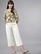 Women Green & Off-White Printed Wrap Top