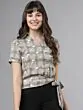 Women Grey Printed Wrap Top