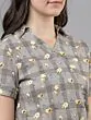 Women Grey Printed Wrap Top
