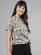 Women Grey Printed Wrap Top