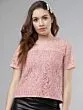 Women Peach-Coloured Self Design Top