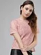Women Peach-Coloured Self Design Top
