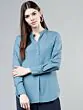 Women Blue Solid Shirt Style Top