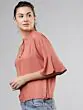 Women Peach-Coloured Solid Blouson Top